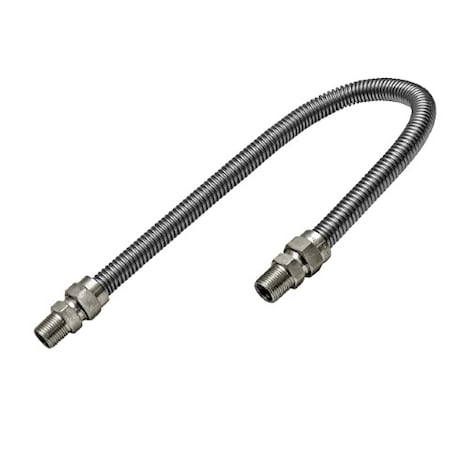 Flextron Gas Line Hose 1/2'' O.D. x 24'' Length with 1/2" MIP Fittings, Stainless Steel Flexible Connector FTGC-SS38-24A